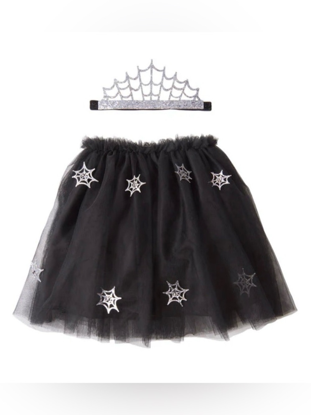 Meri Meri Black Tulle Spider CobWeb.  Tutù Skirt and Tiara Headband Age 3-6